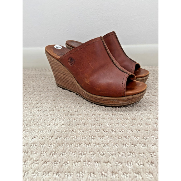 Timberland Heels Women's Danforth Mule Wedge Buckthorne Brown Size 8.5 - Picture 1 of 8